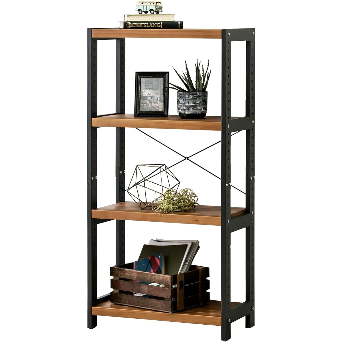 Hagihara Wood Rack Open Rack Shelf Wall Storage Width 60 Depth 30 Height 120 cm Rustic Dark Gray Wooden Pine 4 Tier Movable Shelf Rack MCC-6035DGLB 1 unit