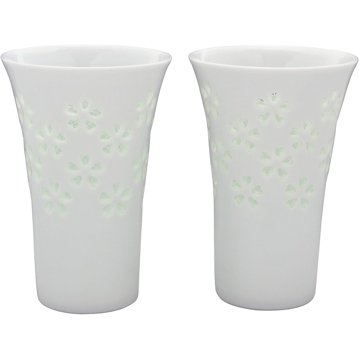 Saisei Pottery Beer Glass Mug White 170ml Hasami Ware Crystal Engraved Beer Cup Pair Hanazume