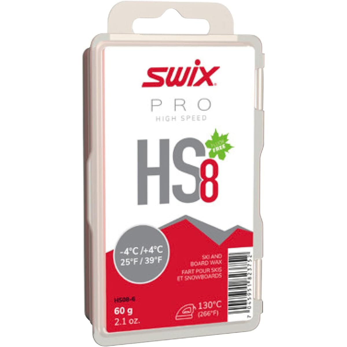 SWIX SWIX HS8 Red HS08-6 Racing Wax Training Wax 60g -4~+4C PRO High Speed HS Snowboard Skiing Winter Sports Maintenance Winter Alpine Snow Mountain