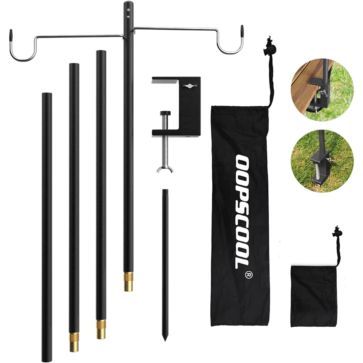 Lantern Stand, Hanging Rack, Camping Light Stand, Compact and Lightweight Made of Aluminum, Includes 2 Lantern Pole Hooks, Perfect for both tabletop and drive-in types, making it perfect for outdoor equipment.