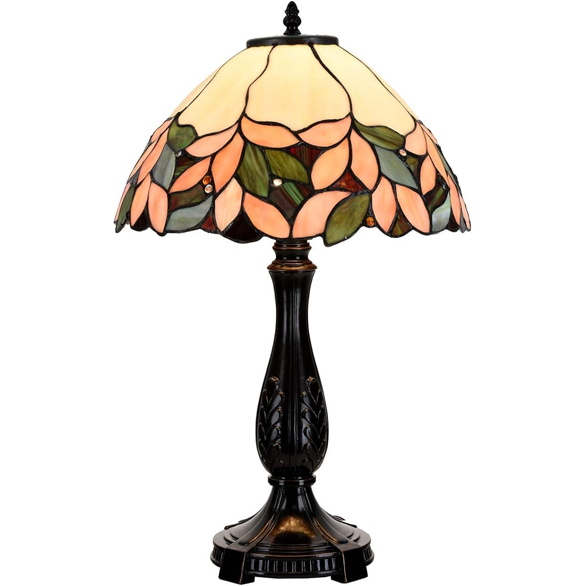 Stained Glass Table Lamp Table Light Stand Lamp Stand Light Antique Stylish Stained Lamp Bedside Bed Light Lamp Yellow Wisteria LED Compatible BIEYE Lighting L10805