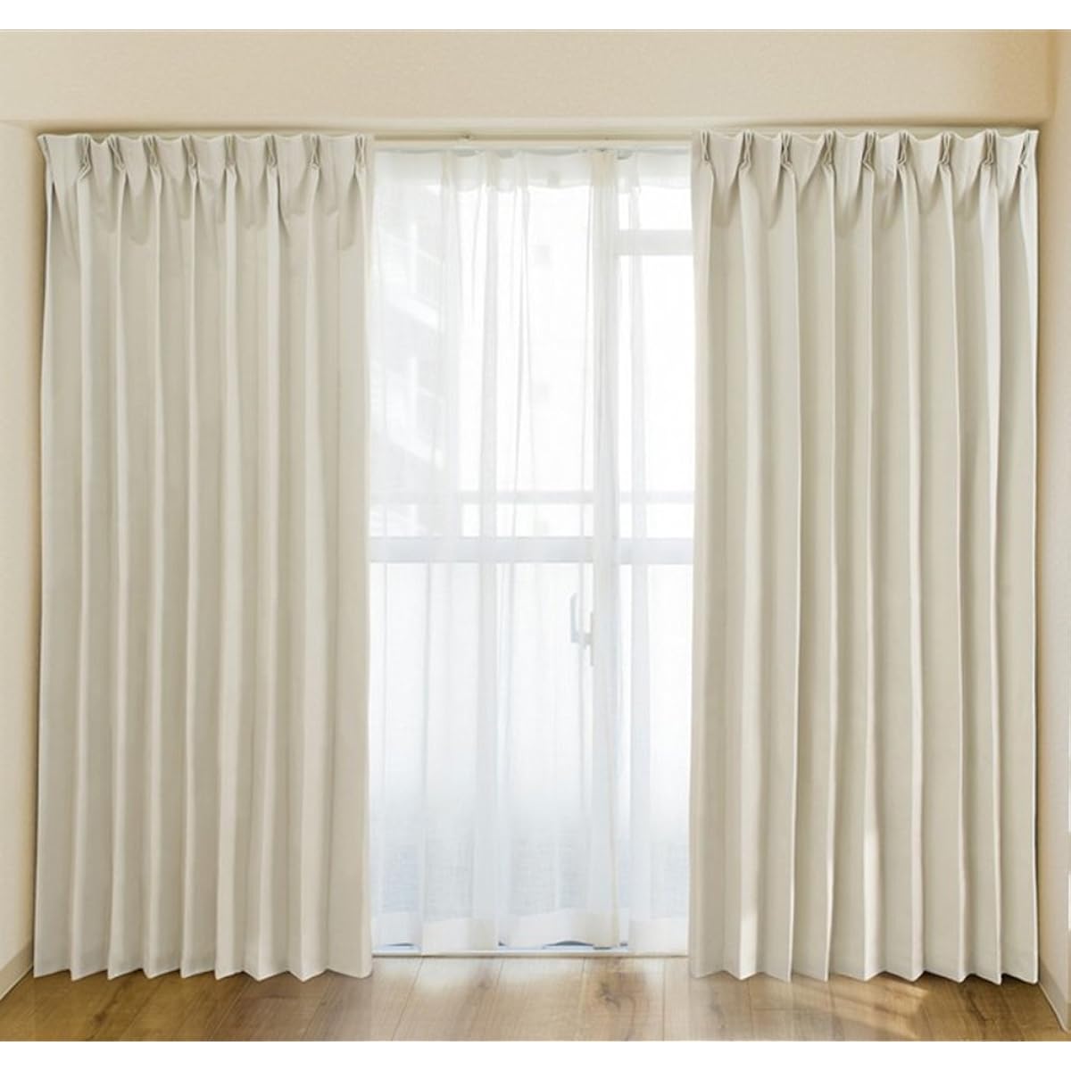 [Choose from 6 colors x 128 sizes] Curtains, Class 1 blackout, insulation, heat retention, soundproofing, washable, shape memory, drape curtains, width 100cm x length 190cm x 2 pieces, beige