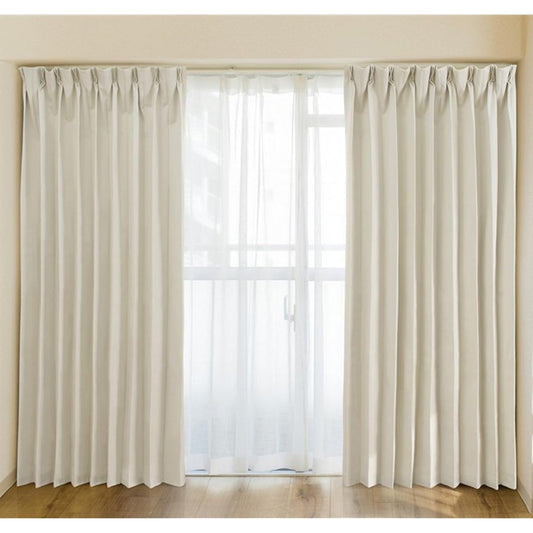 [Choose from 6 colors x 128 sizes] Curtains, Class 1 blackout, insulation, heat retention, soundproofing, washable, shape memory, drape curtains, width 100cm x length 190cm x 2 pieces, beige