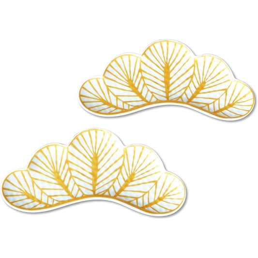 New Year Tableware, Appetizer Plate, Japanese Food Serving Plate, 25cm, Japanese Tableware, Lucky Charm, Matsuba, Arita Ware, Yukimatsuba, White, Set of 2, Pair