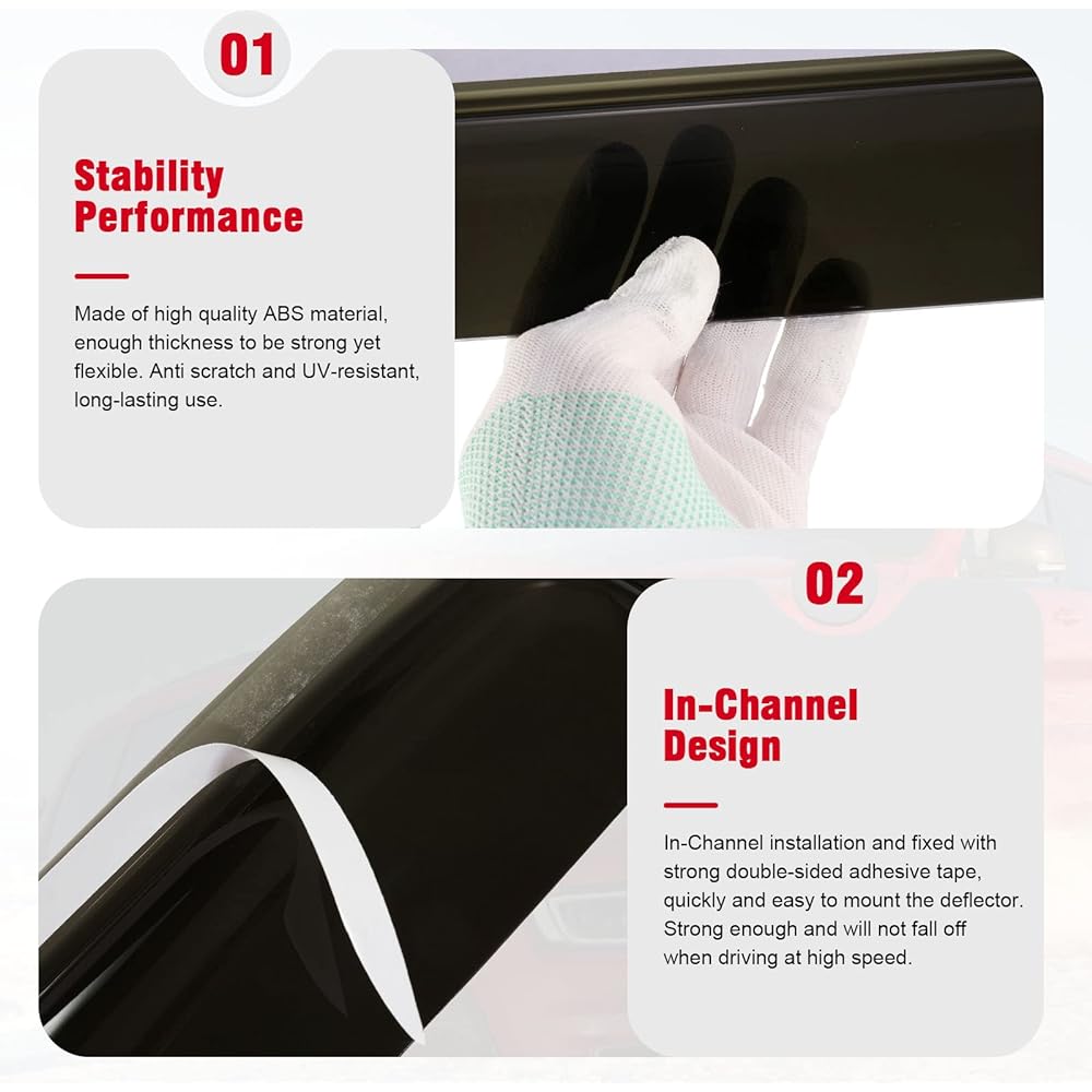 PARTOL Wind Window Dowlector JL Window Visor Geep Langler JL 2018 2018 2018 2020 Unlimited 4 Door Sunrain Wind Shade Vent Vizer Inchannel Window Inguard