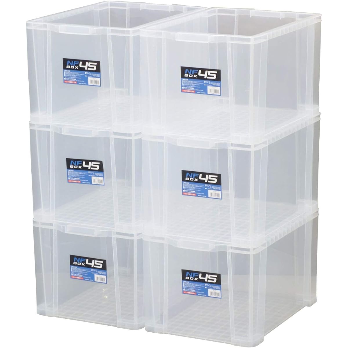 JEJ Astage Storage Box NF Box #45 Clear Depth 53.6 x Height 30.7 x Width 37cm Set of 6