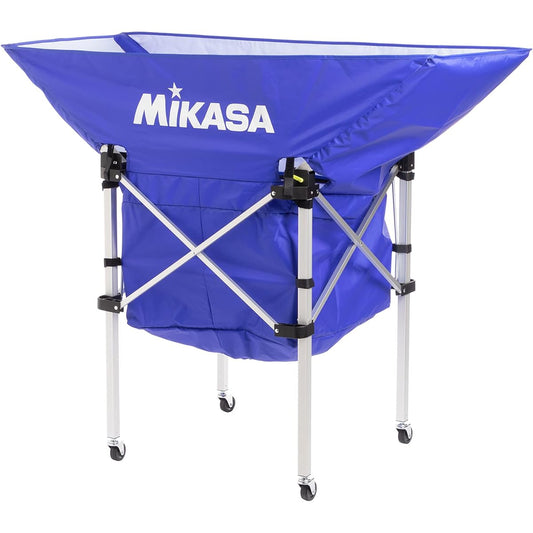 MIKASA Foldable Ball Basket (Boat Shape) 3-piece Set [Frame, Curtain, Carry Case] Black/Blue AC-BC210