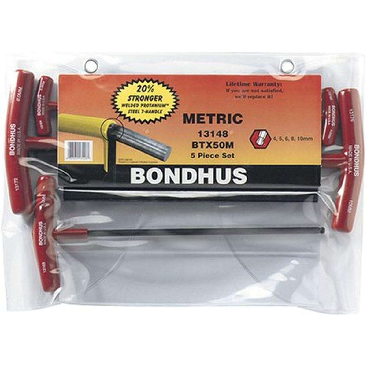 [Domestic regular product] BONDHUS Ball Point/Hexagonal T-handle set, black dyed, set of 5 (4, 5, 6, 8, 10mm) BTX50M No.13148