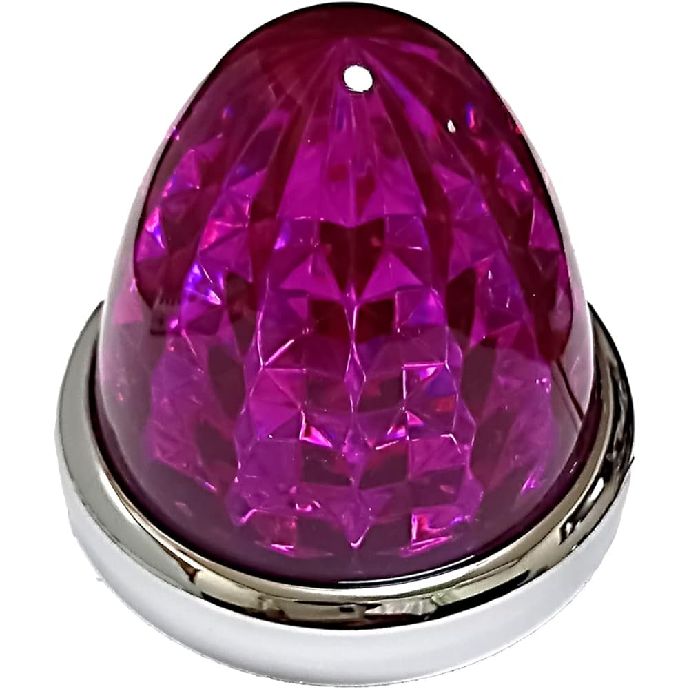 Customize 24V Truck LED Marker Lamp Side Marker 8-sided Crystal Cut Specification 16LED Plated Ring General Purpose Set of 6 Blue/Yellow/Red/White Various Colors (Purple Lens)