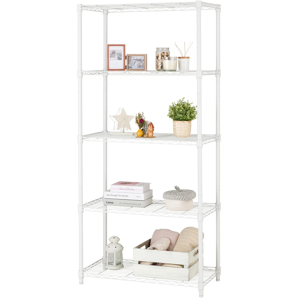 Doshisha Luminous Latte Storage Rack White 5 tiers Width 80 Stylish Gentle color that blends well with your room Steel rack shelf Overall load capacity 400kg Width 81 x Depth 41 x Height 174cm Water and scratch resistant Kitchen rack Pole diameter 25mm E