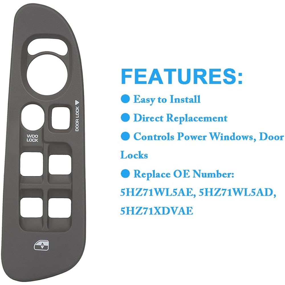 Master Driver Side Windowus Icch Bezeltrim 2002-2005 type Dodge Lamb 1500 2500 3500 Quad Cab for Quad Cab OE 5HZ71WL5AE 5HZ71XDVAE Cover Panel Plate Gray