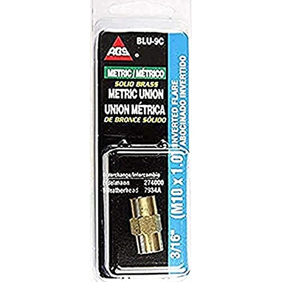 Brass brake line union, 3/16 (M10x1.0 reversal), 1 / card