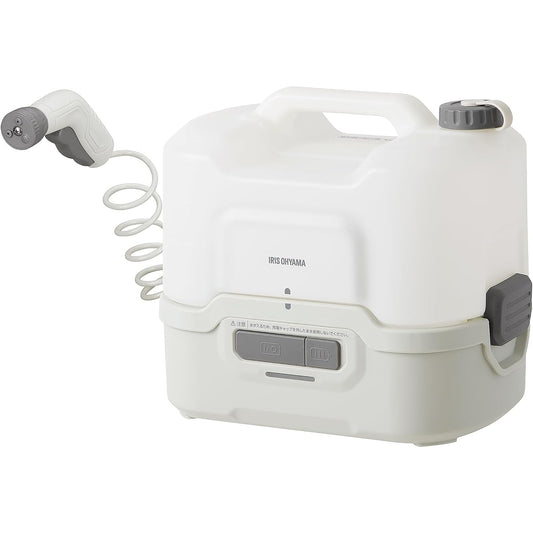 Iris Ohyama Rechargeable Portable Washer, Cleaning, Watering, Travel, Camping, Beach BBQ, Can Be Used Anywhere, Large Capacity Tank, 8L, Cordless, JPW-T81-W/H White/Gray