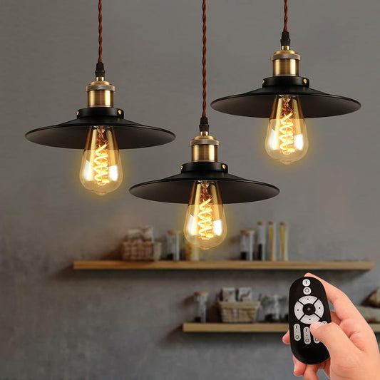 ANWIO Pendant Light, Set of 3, Duct Rail Type, 8.7 inches (22 cm), Hanging Light, E26 Base, 300 LM, 4.5 W (20W Equivalent), LED Bulb, Ceiling Lamp, Nordic Style, Remote Control, Interior Lighting,