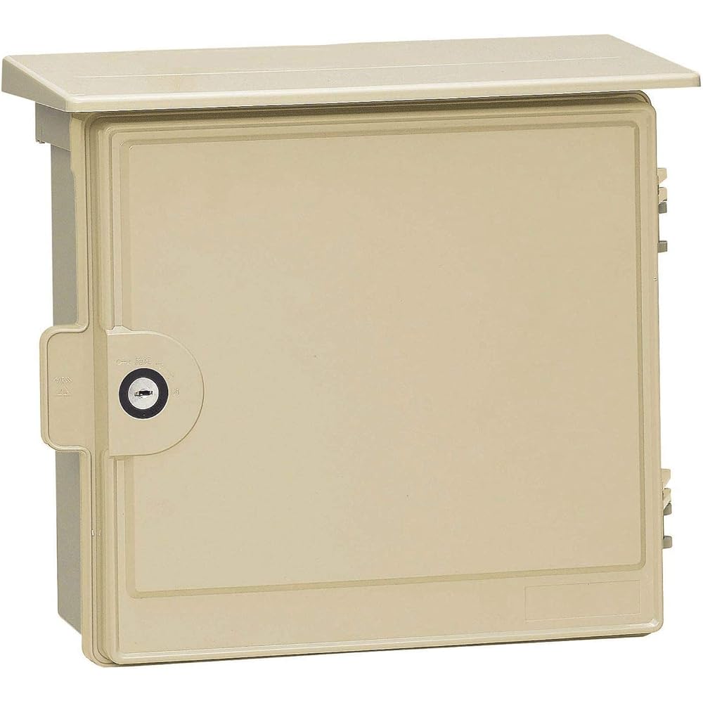 Mirai Kogyo Plastic Rainproof Wall Box with Lock and Roof, Horizontal Type, Beige, Price for 1 WB-12AKJ