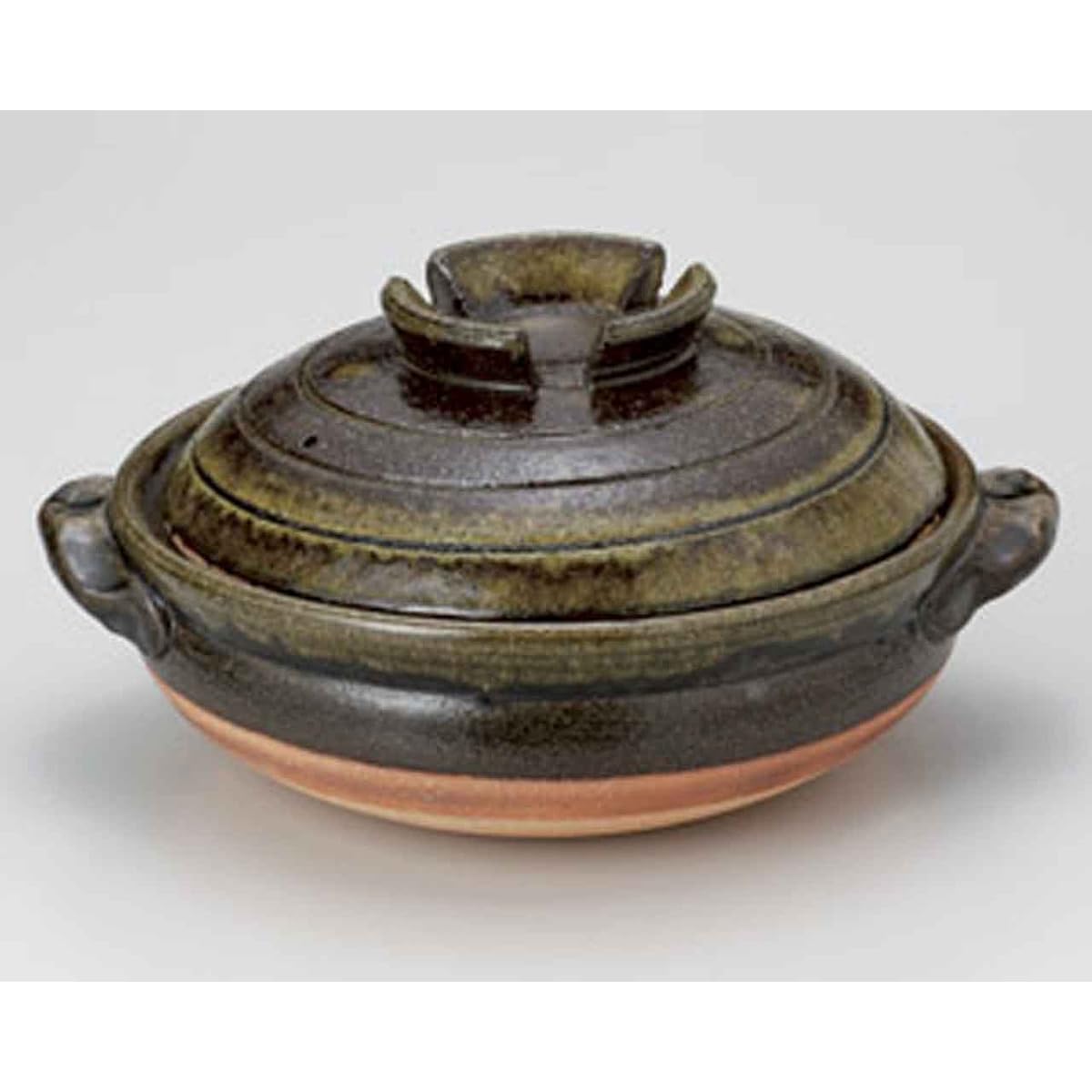 Green sink for 4-5 people, 29cm, 2-piece clay pot set, brown, pottery