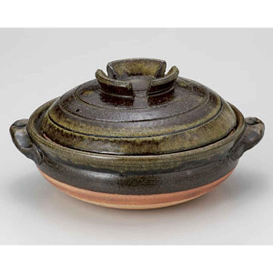 Green sink for 4-5 people, 29cm, 2-piece clay pot set, brown, pottery