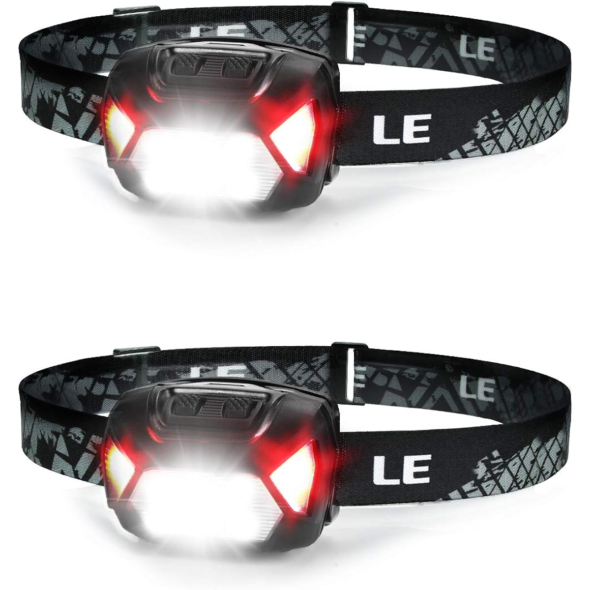 Headlight LED Headlamp High Brightness Battery Operated Set of 2 [Spot / Wide Beam Switching / Equipped with Red Sub-LED / Ideal for Night Fishing / Practical Lighting 22 Hours / Waterproof / CE ROHS Certified] Compact for Climbing, Camping, Walking, Wor