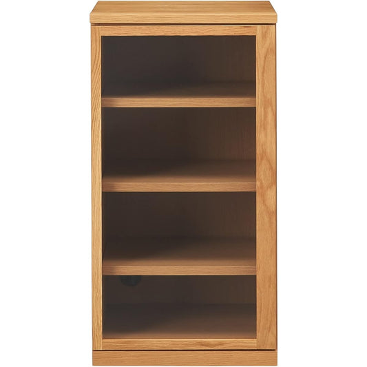 MUJI Wooden Cabinet Width 44 x Depth 44 x Height 83cm Glass Door Slim Oak Veneer 12851462