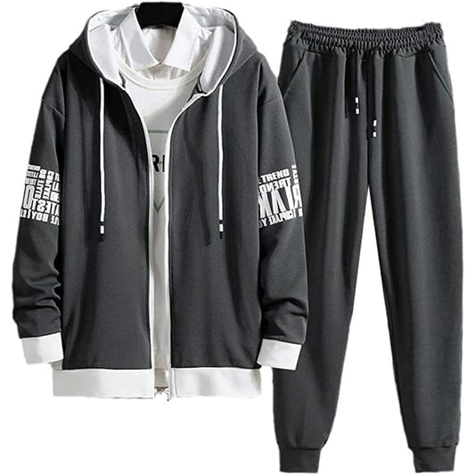 [Emptio] Open Front Jersey Top and Bottom Set Top and Bottom Bottoms Full Zip Chuck Sportswear Loungewear