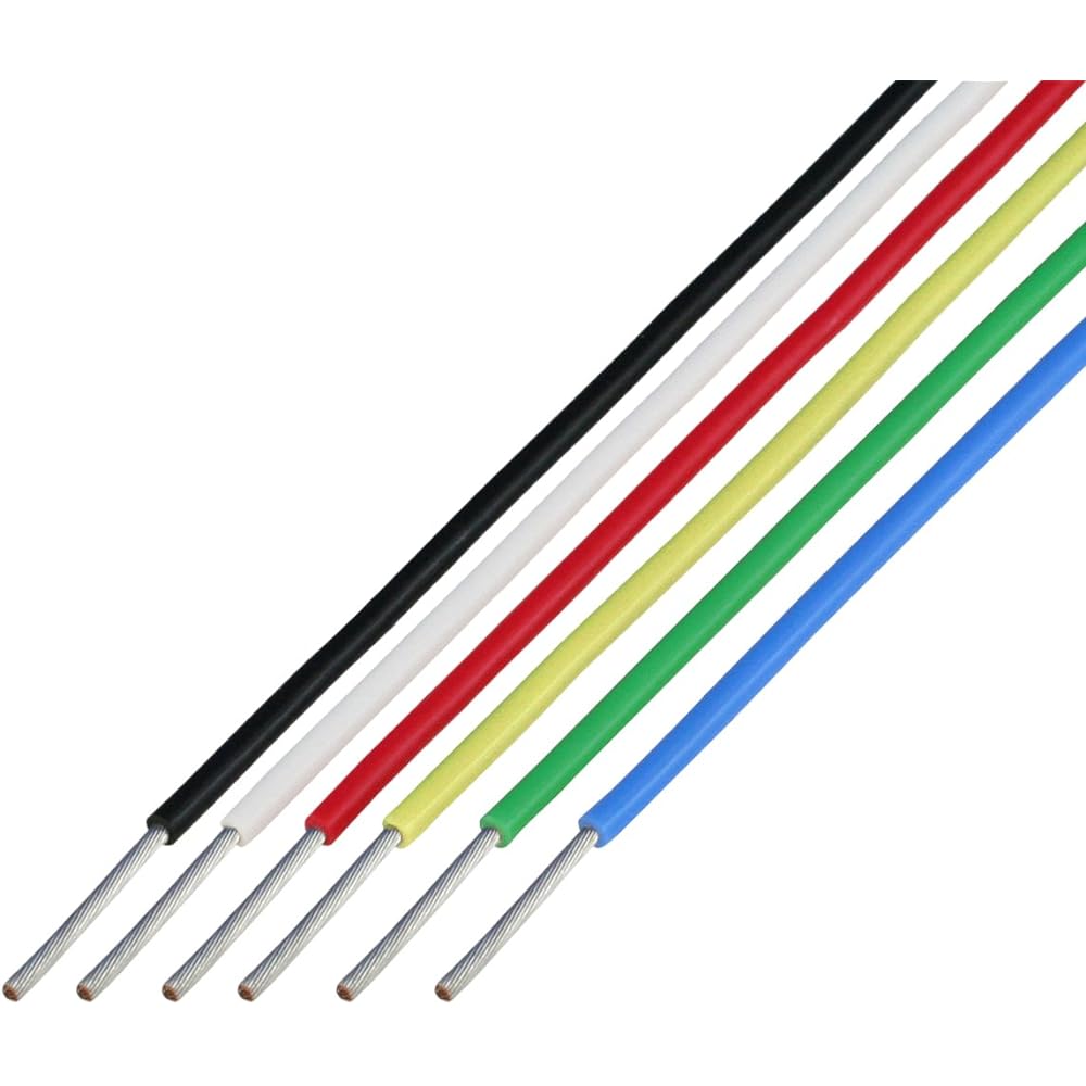 Kyowa Harmonet Fluororesin Electric Wire FEP 1.25SQ 1mX6 Colors Black White Red Yellow Green Blue
