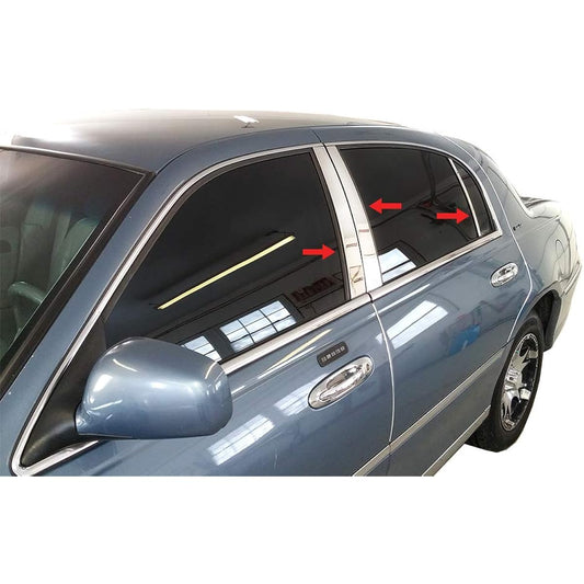Made in the United States! 1998-2011 Lincoln Town Townker 6pc Stainless Steel Chrome Pillar Posttrim