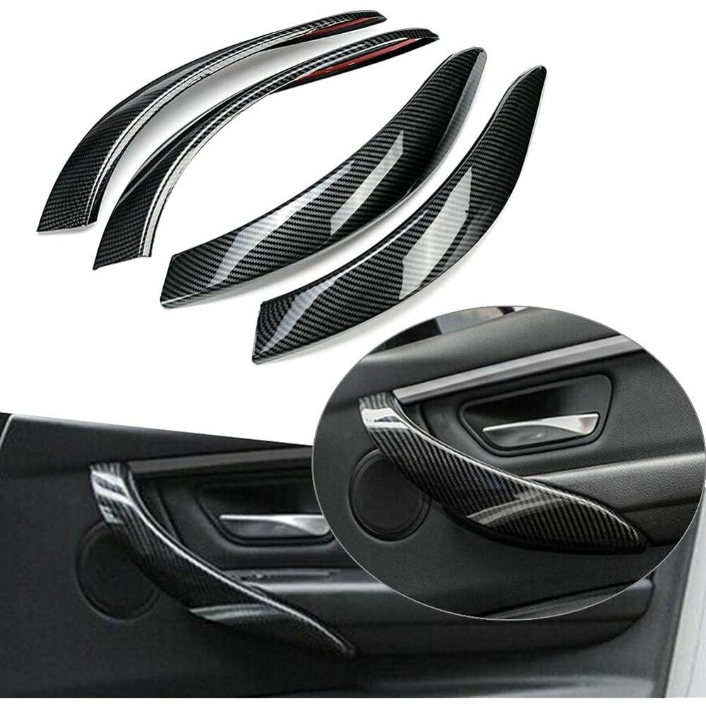 Compatible with BM W 3 Series F30 F31 Inner, Door Handle, Door Panel, Pull, Trim, Cover, Interior, Lining, Carbon Style, Looks Good, Set of 4