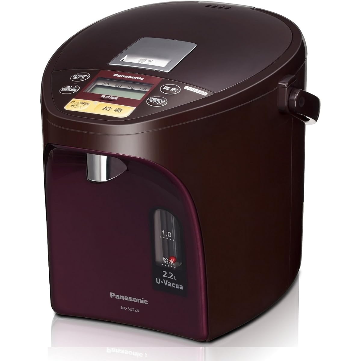 Panasonic Electric Pot, 2.2 Liter, Vacuum Insulated, Energy Saving Heat Retention, Preference Temperature Adjustment, Hot Water Volume (4 Levels + For Coffee), Cordless Hot Water Heater, Brown NC-SU224-T