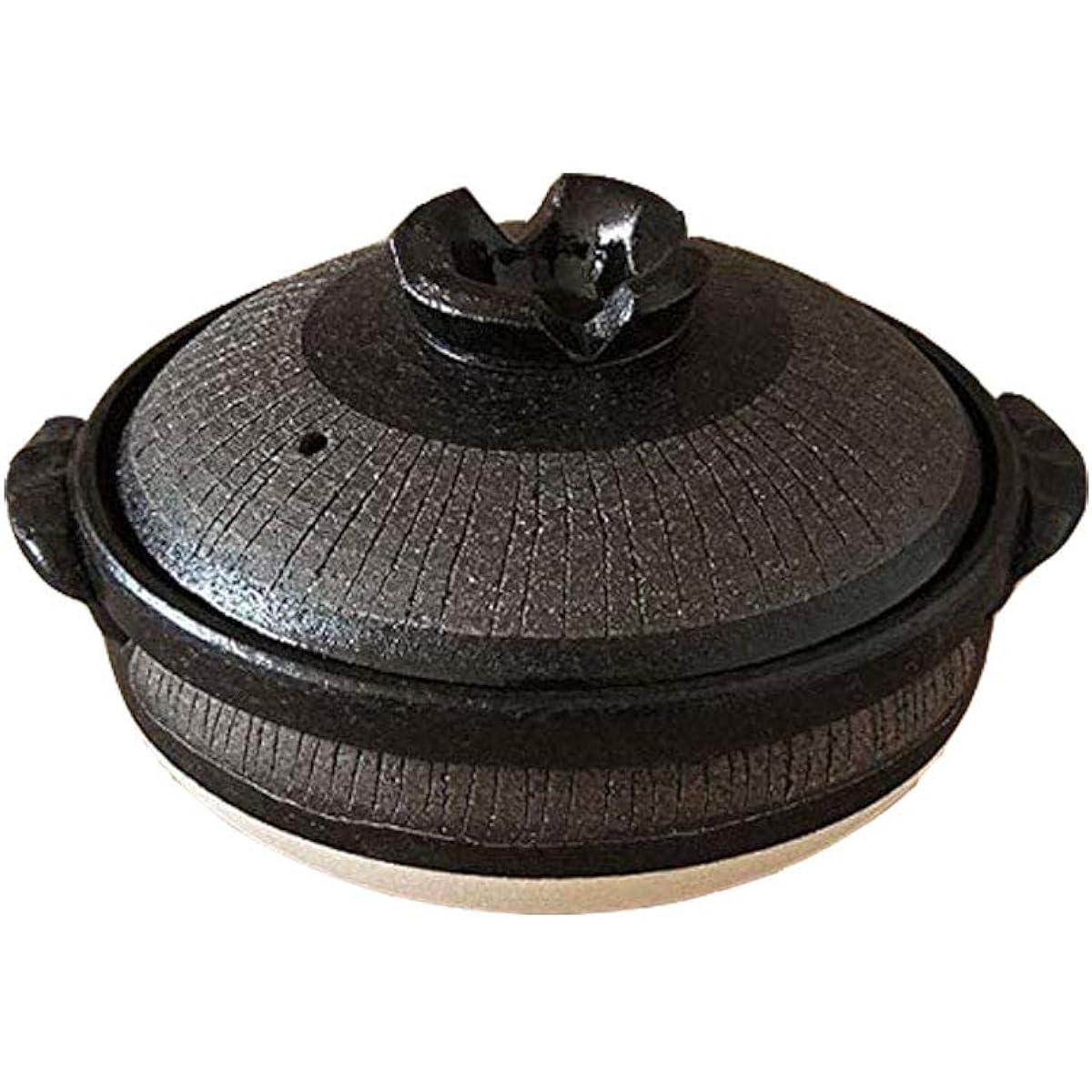 Mino Sarara Heat-resistant black jukusa deep earthen pot No. 8 for open flame use, for 2 to 3 people