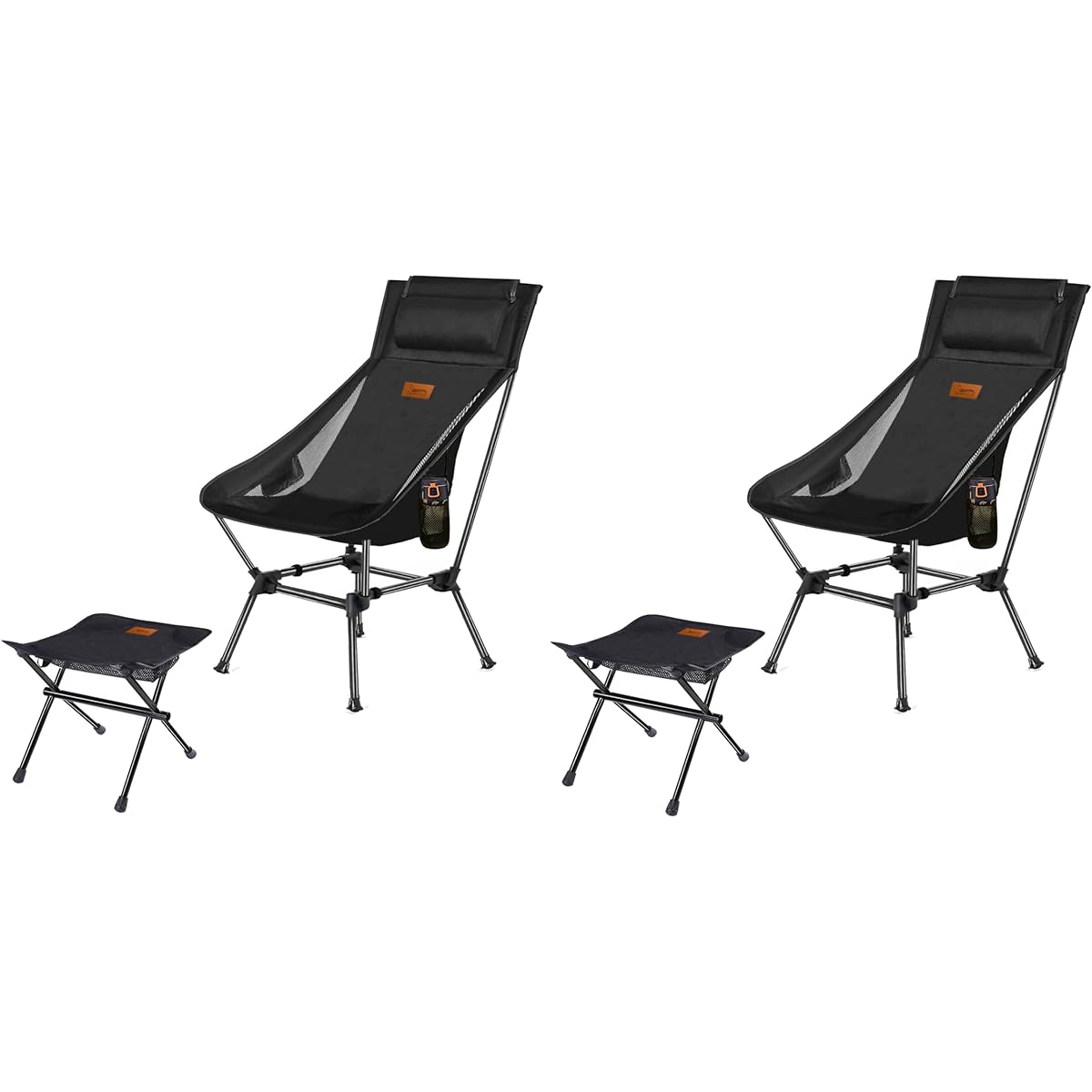 DesertFox Outdoor Chair Compact with Footrest 2WAY Camping Chair Folding High Back Lightweight [Uniquely developed cup holder] Load capacity 150kg Storage bag included Pillow included Fishing Climbing 0098MZ