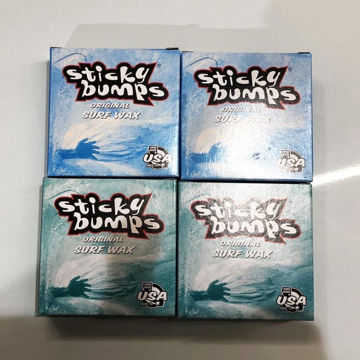 STICKY BUMPS Set of 4 Sticky bumps Surf wax Surfboard wax Surfboard anti-slip COOL (for spring/autumn) 2 pieces & BASE COAT (for undercoat) 2 pieces