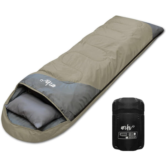 archi sleeping bag with pillow, winter compact, all seasons, envelope type, 210T, operating temperature limit -15℃ (planned by a Japanese company)