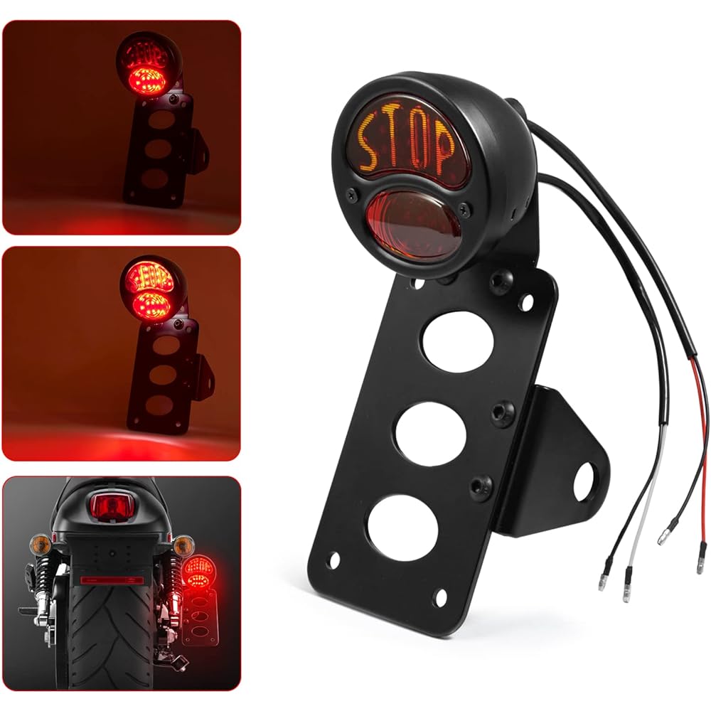 Amazicha Tail Light Side Mount License Plate Bracket Compatible with Harley Black LL-LP-BST-US