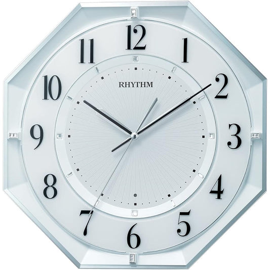 RHYTHM Wall Clock White Pearl 31.7x31.7x5.1cm Radio Clock Quiet Continuous Second Hand Energy Saving Interior Gypsum Board Compatible 8MY552SR03