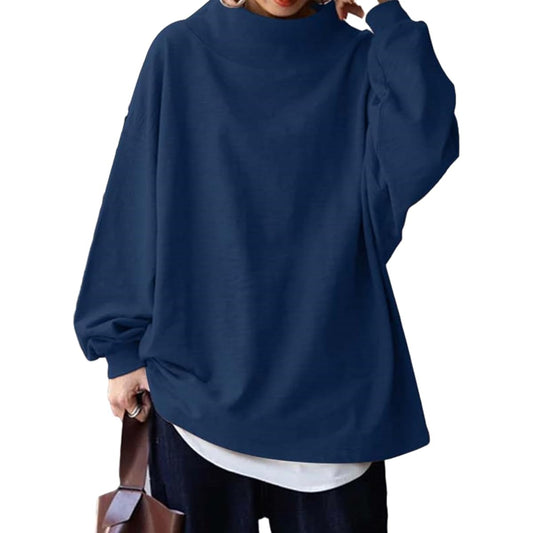 Sweatshirt, Sweatshirt, Women's, Parka, Top, High Neck, Sportswear, Plain, Layered, Simple, Cute, Lazy, Loose, Casual, Big Silhouette, Commuting, Autumn, Winter