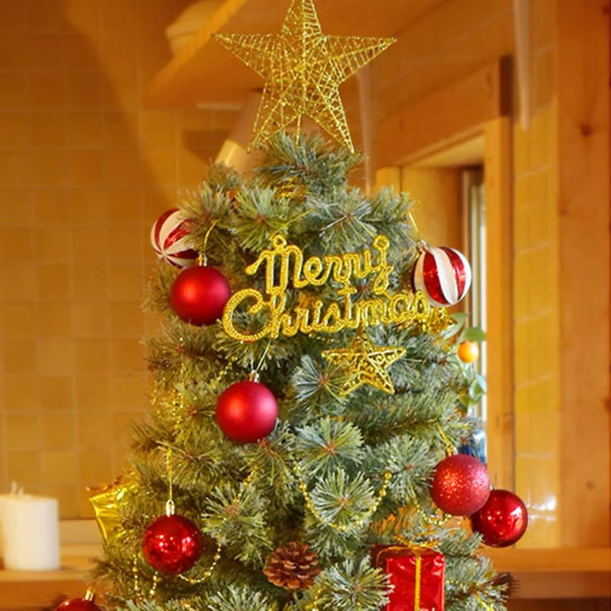Jules Enkeli Scandinavian Christmas Tree Set 180cm Ornament Set Illumination LED Light Red