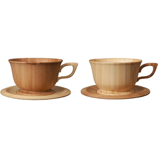 RIVERET Tea Cup & Saucer 170ml Pair Set Dishwasher Safe White/Brown RV-202WB