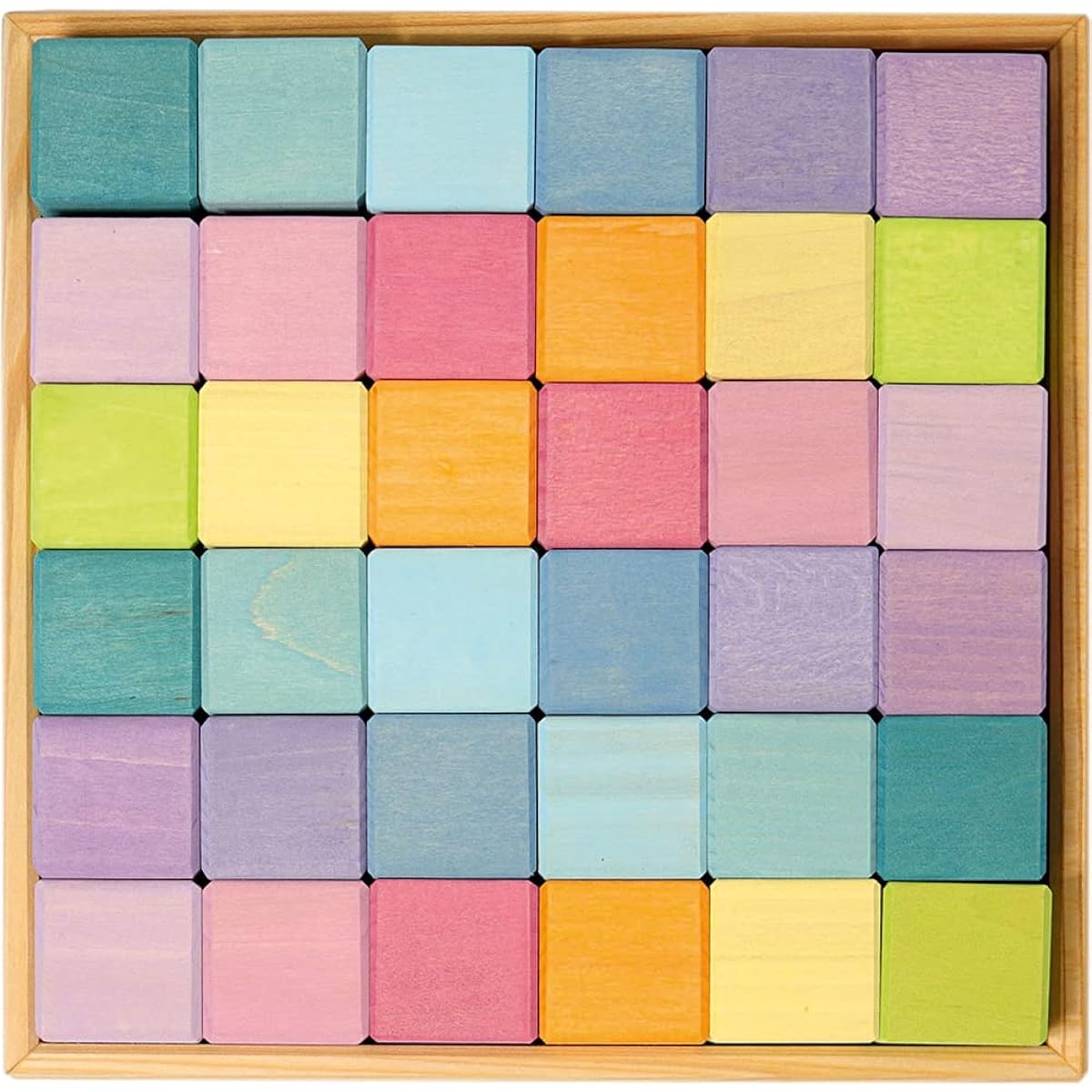 GRIMM'S Toy Educational Toy Building Blocks Interior Figure Play Pastel Mosaic Cube SH43111