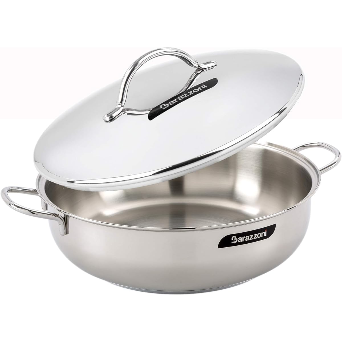 Barazzoni Two-handed pot, stainless steel, ∅22 x H7.5cm, with lid, low casserole BONITA 266604022
