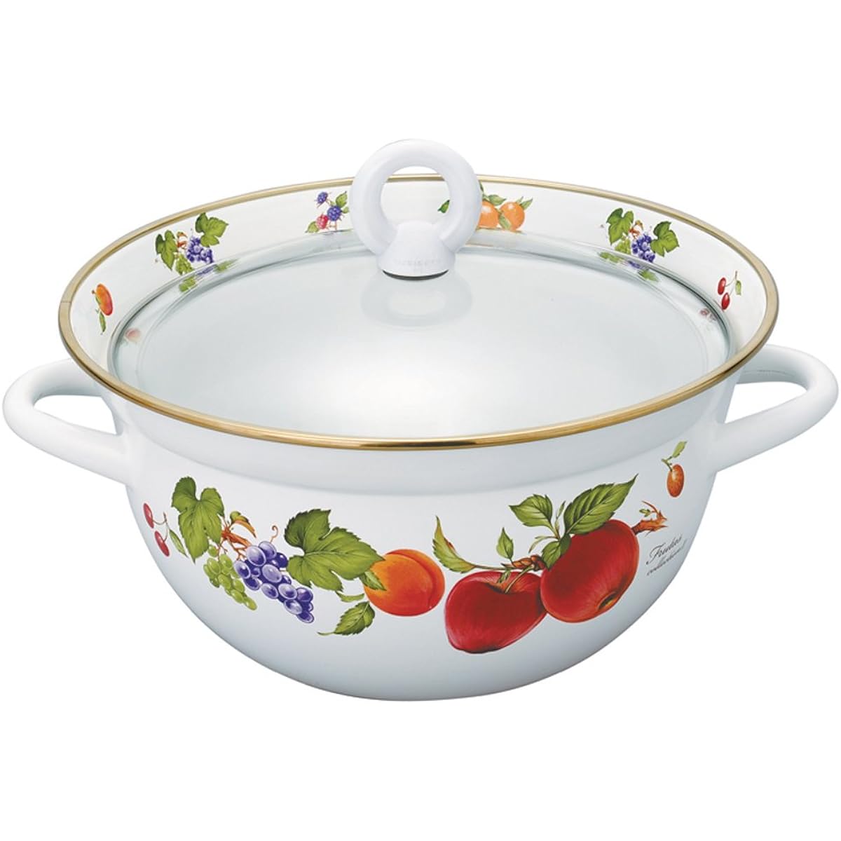 Fuji Enamel Double Handed Pot Multi-Functional Pot with Slatted Pot 23cm 5.2L IH Compatible Fruits Collection II FTC-23W