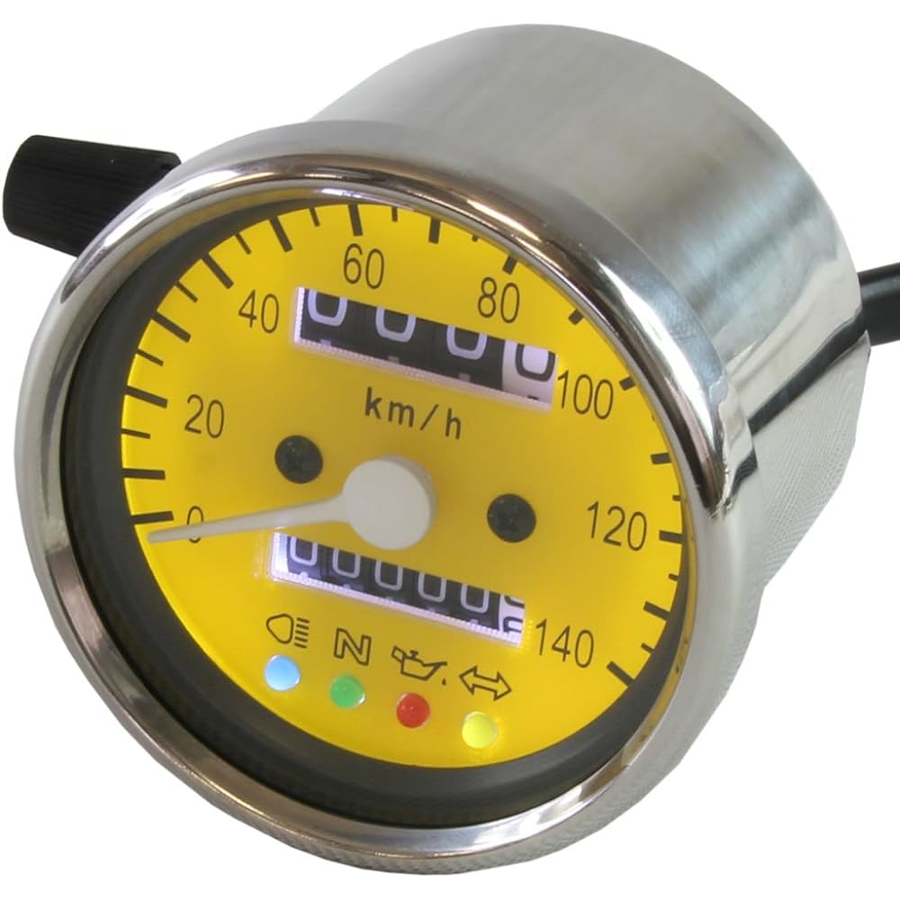 Universal Motorcycle 140km/h Mechanical LED Speedometer 60mm Yellow Yellow Yellow
