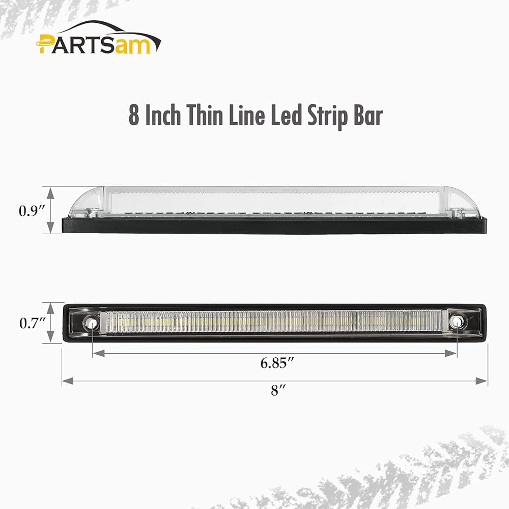 PARTSAM 1 piece 12V 8 -inch slim line LED Utirity Trip Light Bat Bat Light 30LED 8 inch Track Trailer Camper RV Motor Home LED Side Marker Light Interior Dome Light Cargolite Cartes