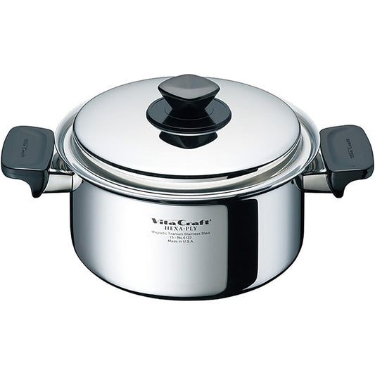 Vitacraft Two-handed Pot IH Compatible Stainless Steel with Lid 10 Year Warranty Hekisupply Made in the USA 3.0L 6122