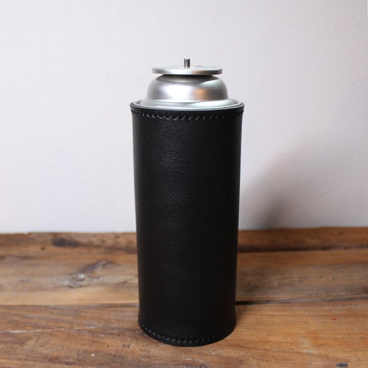 What will be will be Gas Cylinder Cassette Gas CB Can Handmade Genuine Leather Cover Cassette Cylinder Stylish Outdoor Camping Equipment Color (Black) Stitching (Black)