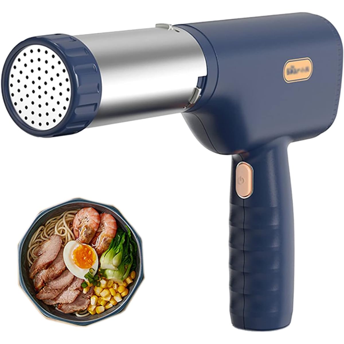 Vanbolt Mont Blanc squeezer - 1mm extra-fine Mont Blanc squeezer, portable motor can make fresh pasta, Mont Blanc squeezer applicable for family, noodle restaurant (3 molds, Blue)