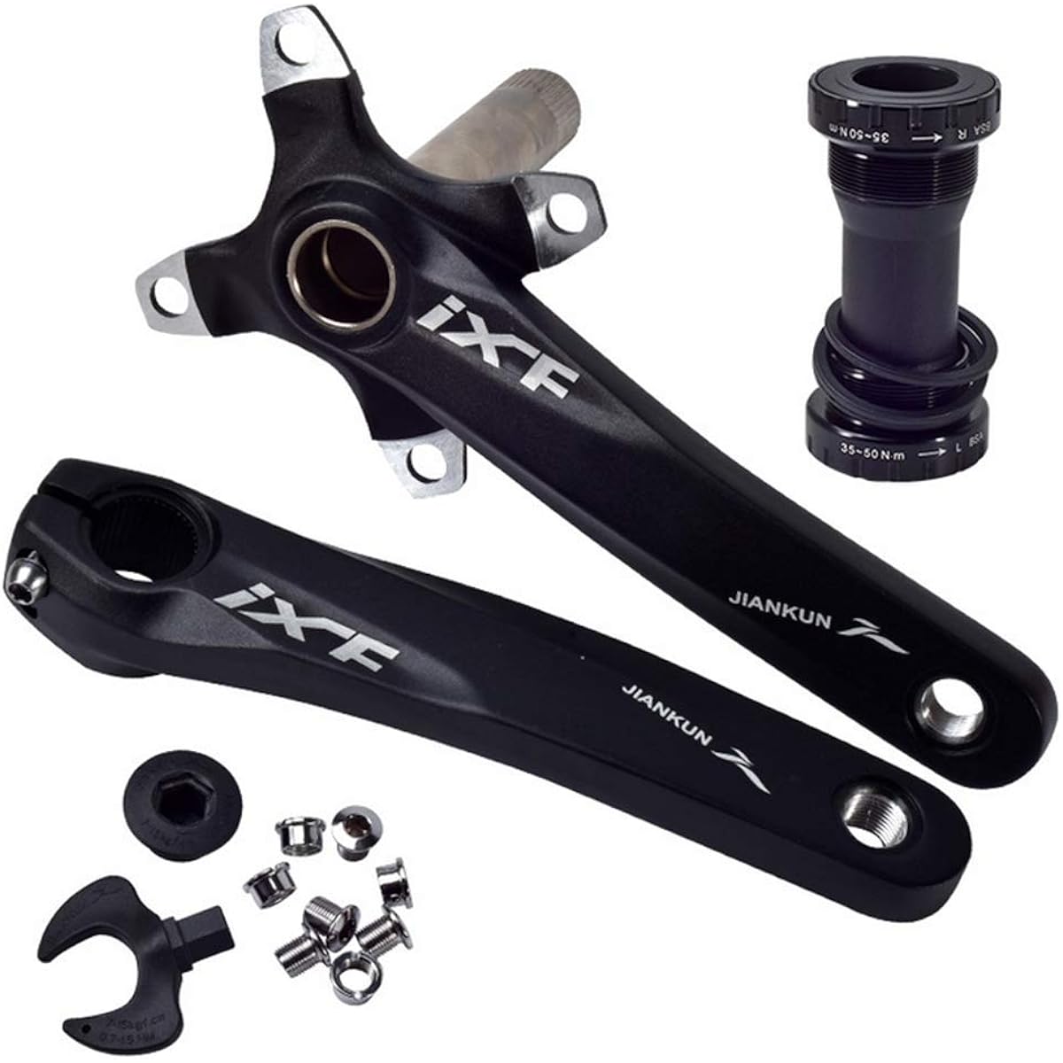 Bicycle Accessories Bicycle Crank Crankset 4 Square Holes 170mm BCD 104mm Ultra Light Aluminum Road Bike Mountain Bike Road Bicycle (Black)