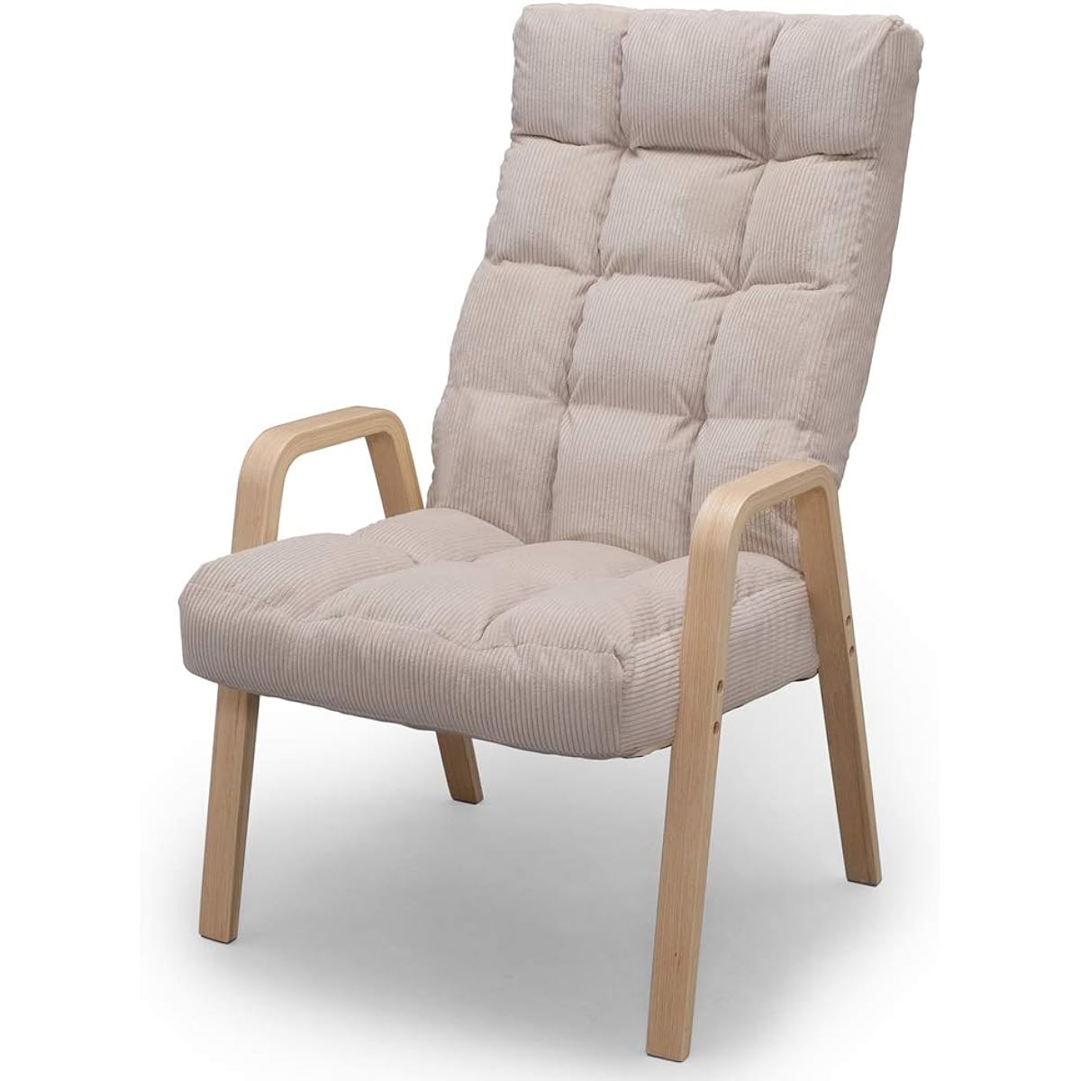 Iris Ohyama Wood Armchair L Size Recliner Chair 6 levels of lumbar and 14 levels of head reclining Foldable Width approx. 58 x Depth approx. 64~88 x Height approx. 91.5~101cm Beige WAC-L