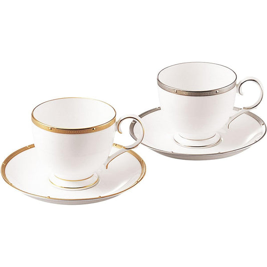 Noritake Cup & Saucer (color-changing pair set) (for coffee and tea) 250cc Rochelle Gold 2 customers Gold/Platinum Bone China P50788A/4796-5