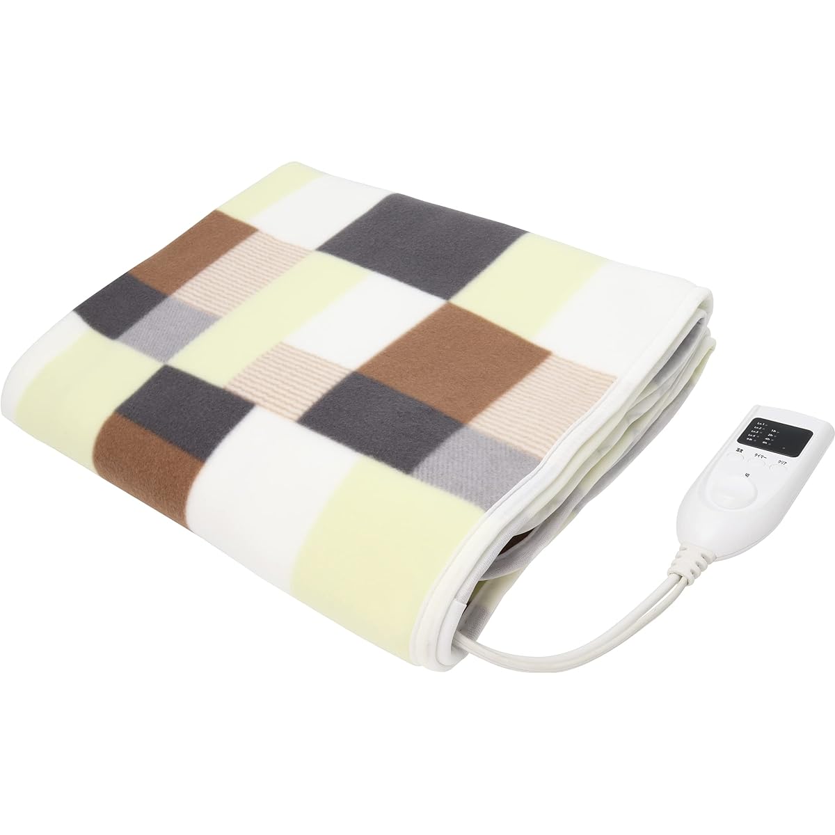 Macross Electric Blanket Blanket, Single, Remote Control, Timer Included, 4 Temperature Levels, Washable, Warm Blanket, Yellow/Brown, Approx. W140 x H80cm MES-59YB