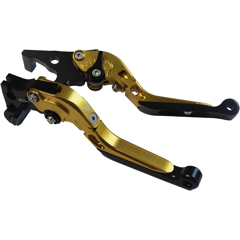 Dream Japan Motorcycle Brake Clutch Lever Left and Right Set YZF-R25 YZF-R3 MT-25 MT-03 [Dream-Japan] 4 Colors Foldable & Angle & Telescopic Adjustable Function (Gold)